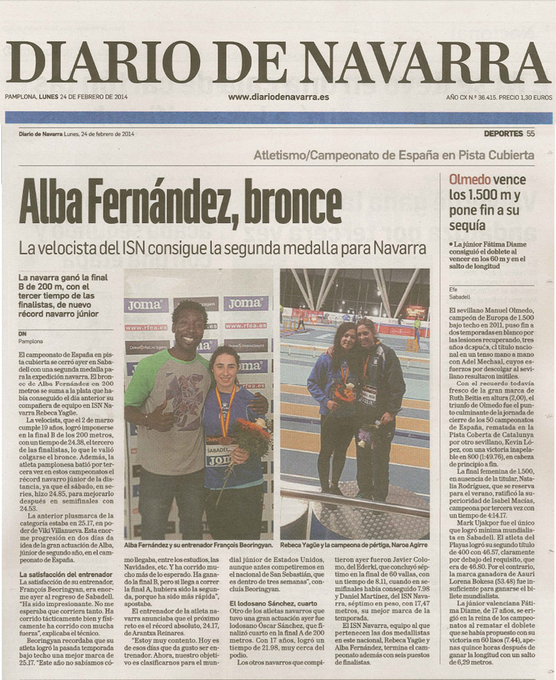 Alba Fern&aacute;ndez, 3&ordf; en el Campeonato de Espa&ntilde;a Absoluto de Atletismo en Pista Cubierta